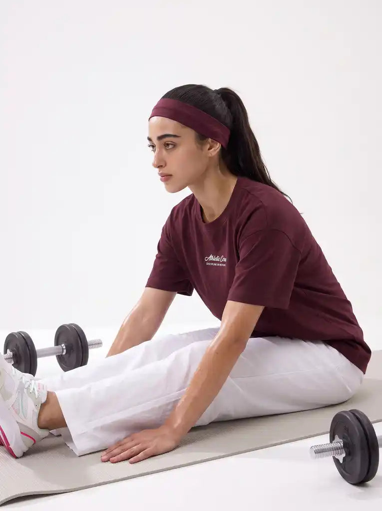 Maroon Embroidered Short Sleeves Shirt