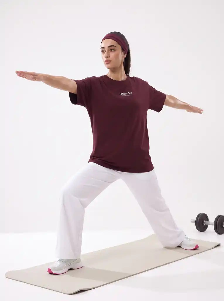 Maroon Embroidered Short Sleeves Shirt