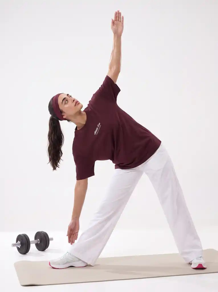 Maroon Embroidered Short Sleeves Shirt