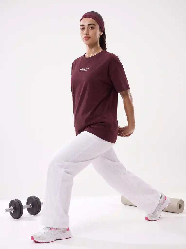 Maroon Embroidered Short Sleeves Shirt