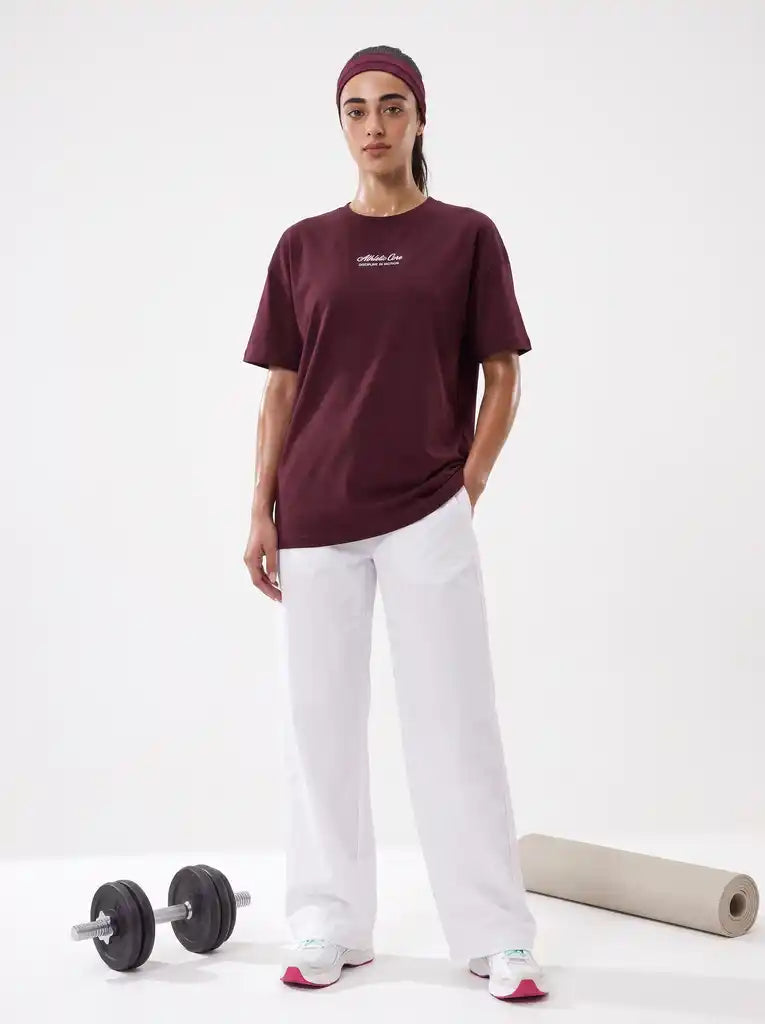 Maroon Embroidered Short Sleeves Shirt