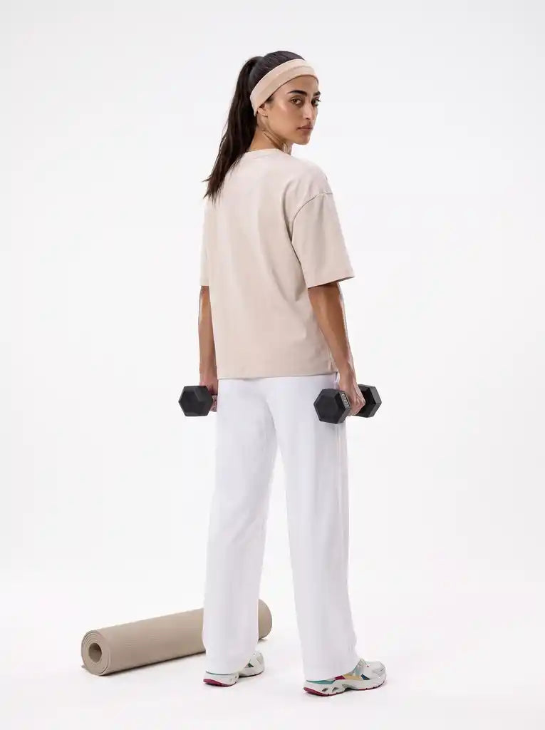 Almond Embroidered Short Sleeves Tee